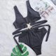 thumbnail image 4 of Bikini para mujer, cómodo, con escote en V profundo, con cordones de metal, traje de baño para mujer, traje de baño de talle alto OAVQHLG3B Store  lin121212, 4 of 4