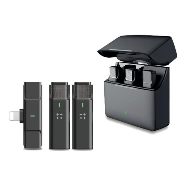 Seitruly Micrófono inalámbrico para teléfono móvil, recargable, automático, Audio, cuello de baja latencia, micrófono con Clip con estuche de carga, Cables de audio/vídeo Tipo 5