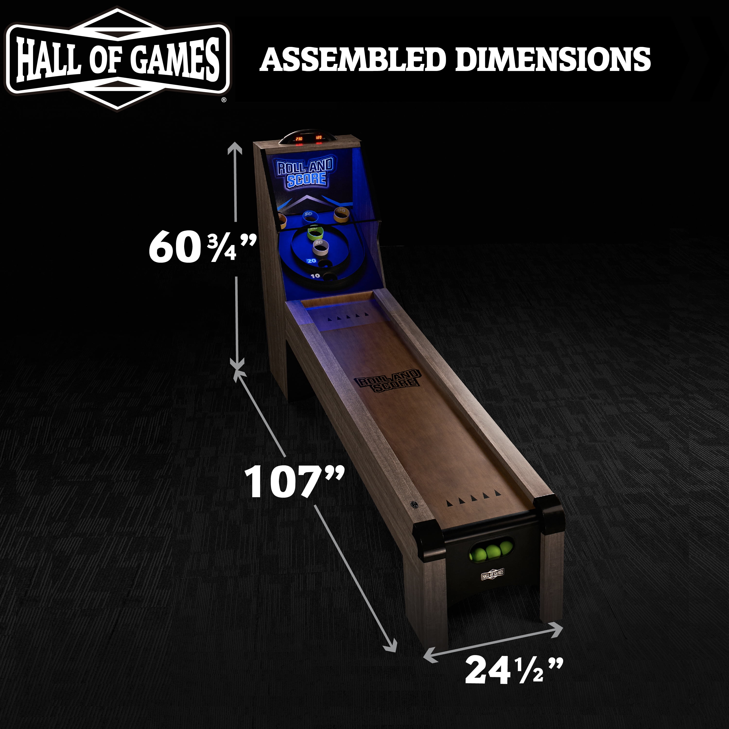 9 ft. Roll and Score Game with LED Lights and Electronic Scorer, Gray by Hall of Games