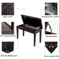 thumbnail image 4 of Wooden Double/Duet Piano Bench with Storage and Thick Cushion Faux Leather Padded Piano Stool Artist Duet Seat- Black, 4 of 10
