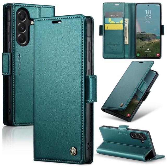Funda de Cuero CaseMe para Samsung Galaxy A57 5G Tipo Billetera con Bloqueo RFID, para Samsung Galaxy A57 5G Funda Tipo Billetera para Mujer Hombres Tarjetero Cierre Magnético Soporte Tipo Kickstand