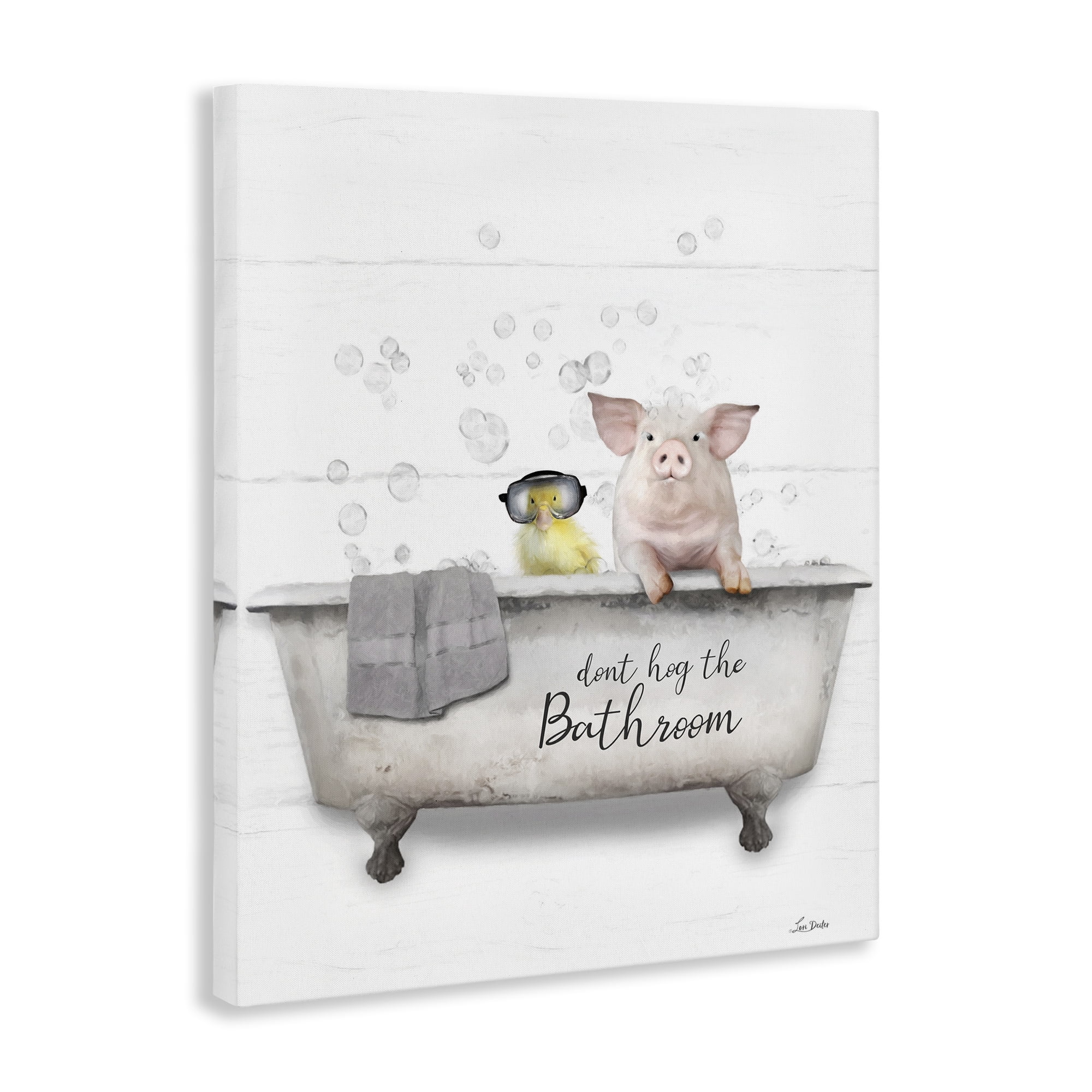 Stupell Industries Don't Hog Bathroom Typography Painting Gallery Wrapped Canvas Art Print Wall Art, 16 x 20