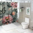 thumbnail image 7 of Creowell Flower Shower Curtain Set Modern Floral Shower Curtains Grey Pink Botanical Farmhouse Fabric Shower Curtains for Bathroom Home Hotel Plants Shower Curtains for Bathtub White, 7 of 7