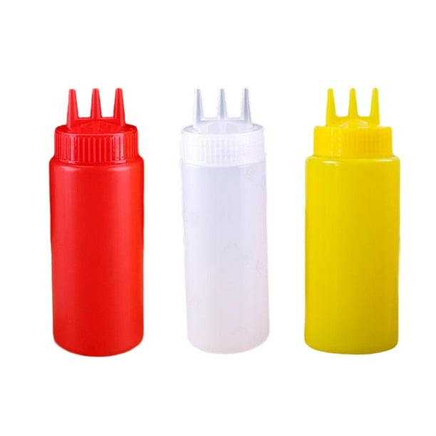 Botella De Ketchup recargable portátil De 3 piezas perfecl dispensador reutilizable exprimible 450ml colores amarillo blanco rojo