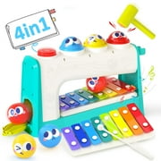 Kid Odyssey Montessor Toys for 1 Year Old, 4 in 1 Hammering Pounding Toy with Xylophone for Boys Girls Easter Basket Stuffers