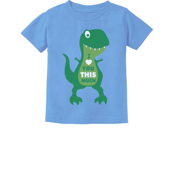 Tstars Boys Unisex Valentine's Day Shirts I Love You This Much T Rex Raptor Gift Idea for Boy Love Cute Infant Kids T Shirt
