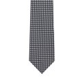 thumbnail image 5 of Jacob Alexander Men's Woven Dotted Motif Grid Pattern Regular Neck Tie - Black Silver, 5 of 7