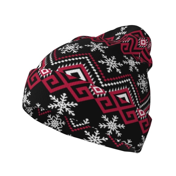 Kdxio red Minimalist Snowflake Winter Beanie for Men Women Beanie Knit Hat Cuffed Cap Beanie Knit Chunky Snow Cap
