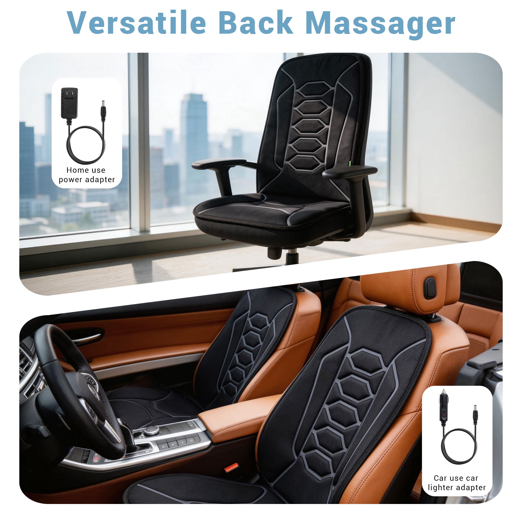 Mynt Vibration Massage Pad with Heat, Back Massager for Car and Chair, Black