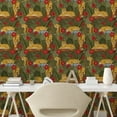 thumbnail image 2 of Ambesonne Tiger Peel & Stick Wallpaper for Home, Hibiscus Flowers and Begale, 13"x72", Hot Pink Amber Army Green, 2 of 5