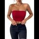 thumbnail image 1 of Tops de Tubo para Mujer, Tops Cortos Sin Tirantes, Básicos, Sin Espalda, Sin Mangas, Bandeau, Atuendos Bonitos para Salir de Verano 2025. Vino Tinto S, 1 of 7