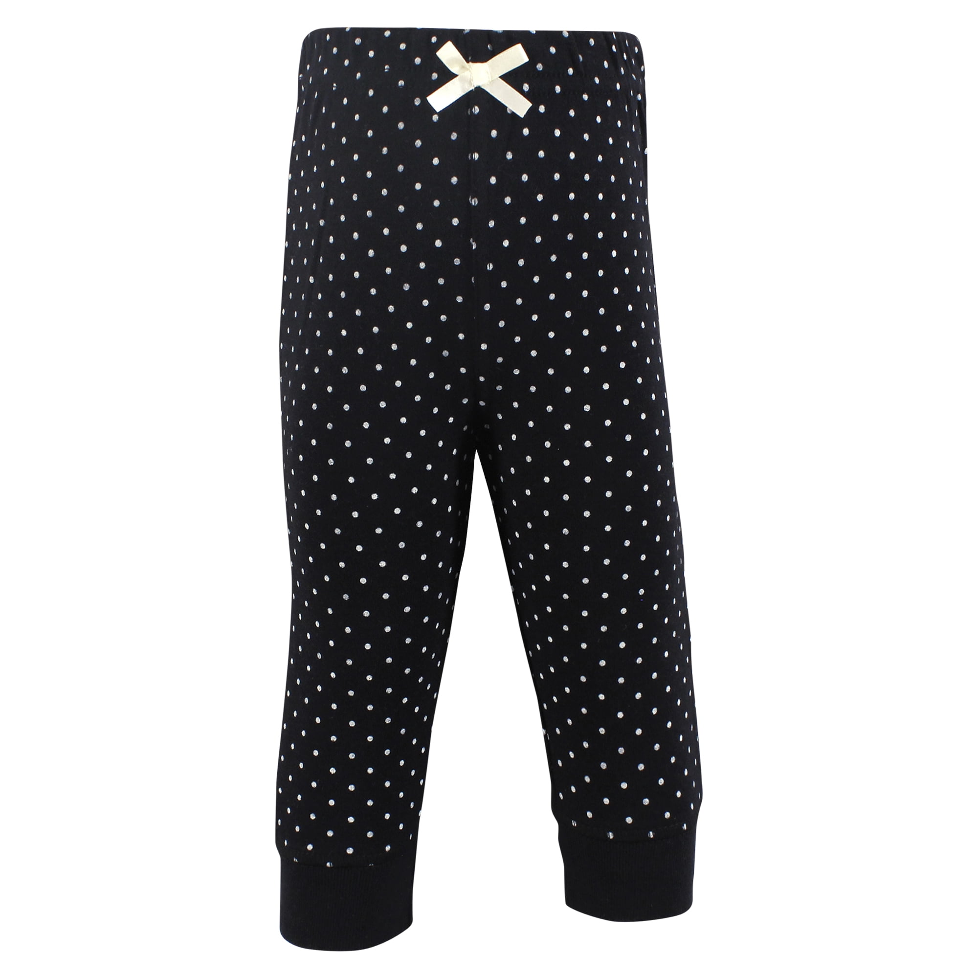 Hudson Baby Girls Cotton Pants and Leggings, Black Brown Tiny Floral, Newborn