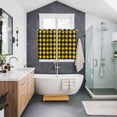 thumbnail image 3 of Black Yellow Plaid Kitchen Curtains 72 Inch Length, Retro Country Buffalo Check Gingham Grommet Top Bedroom Living Room Curtains, Light Filtering Cafe Curtain Drapes 2 Panels Set 104''x72'', 3 of 9
