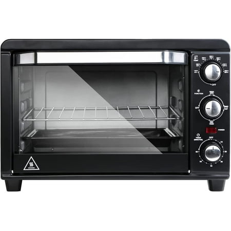 

WUGUFD Toaster Oven with 20Litres Capacity Compact Size Countertop Toaster Easy to Control with Timer-Bake-Broil-Toast Setting 1200W Stainless Steel 16x11in Black Extra Large