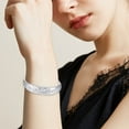 thumbnail image 3 of FENGGHAO Women’s 925 Sterling Silver Hollow Cuff Bangle, Lightweight Bezel Design Open Bracelet Fashion Jewelry for Daily Wear, 3 of 5