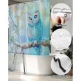 thumbnail image 5 of Split Shower Curtain for Transfer Bench, Teal Blue Owl Fabric Shower Curtains for Bathroom, Modern Flowers Birds on Branch Tub Sliding Transfer Bench Waterproof Bath Curtains 72"x78", 5 of 9