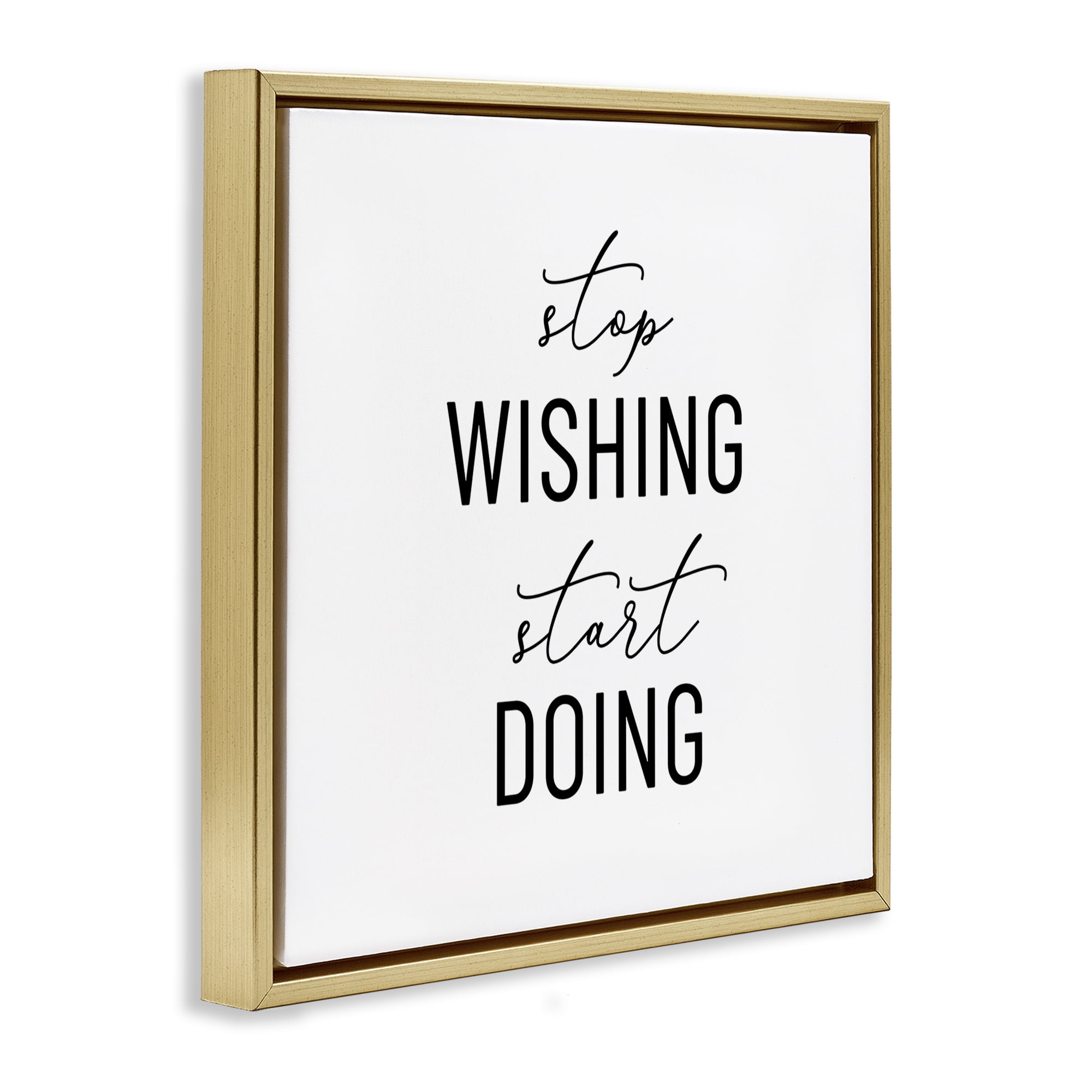 Stupell Industries Motivational Start Doing Text & Numbers Painting Gold Floater Framed Canvas Art Print Wall Art, 25 x 25