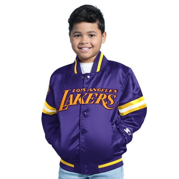 Youth Purple Los Angeles Lakers Scrimmage Full-Snap Varsity Jacket