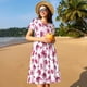thumbnail image 4 of Balery Lilies Flowers Vestidos sueltos de manga corta para mujer, vestidos de verano 2025, vestidos casuales de corte A con vuelo., 4 of 6