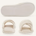thumbnail image 5 of Litfun Women's Open Toe Slippers Corduroy Cross Bow House Slippers Memory Foam Slide Slippers, Beige, 5 of 6