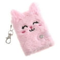 thumbnail image 1 of 2 Pcs Plush Notebook 80 Pages Pendant Keychain Pocket Size Cute Cat Journal Book for Girls, 1 of 10