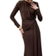 thumbnail image 1 of Vestido Maxi Ajustado para Mujer con Mangas Largas, Cuello Redondo y Corte Ajustado para Cóctel Marrón M, 1 of 9