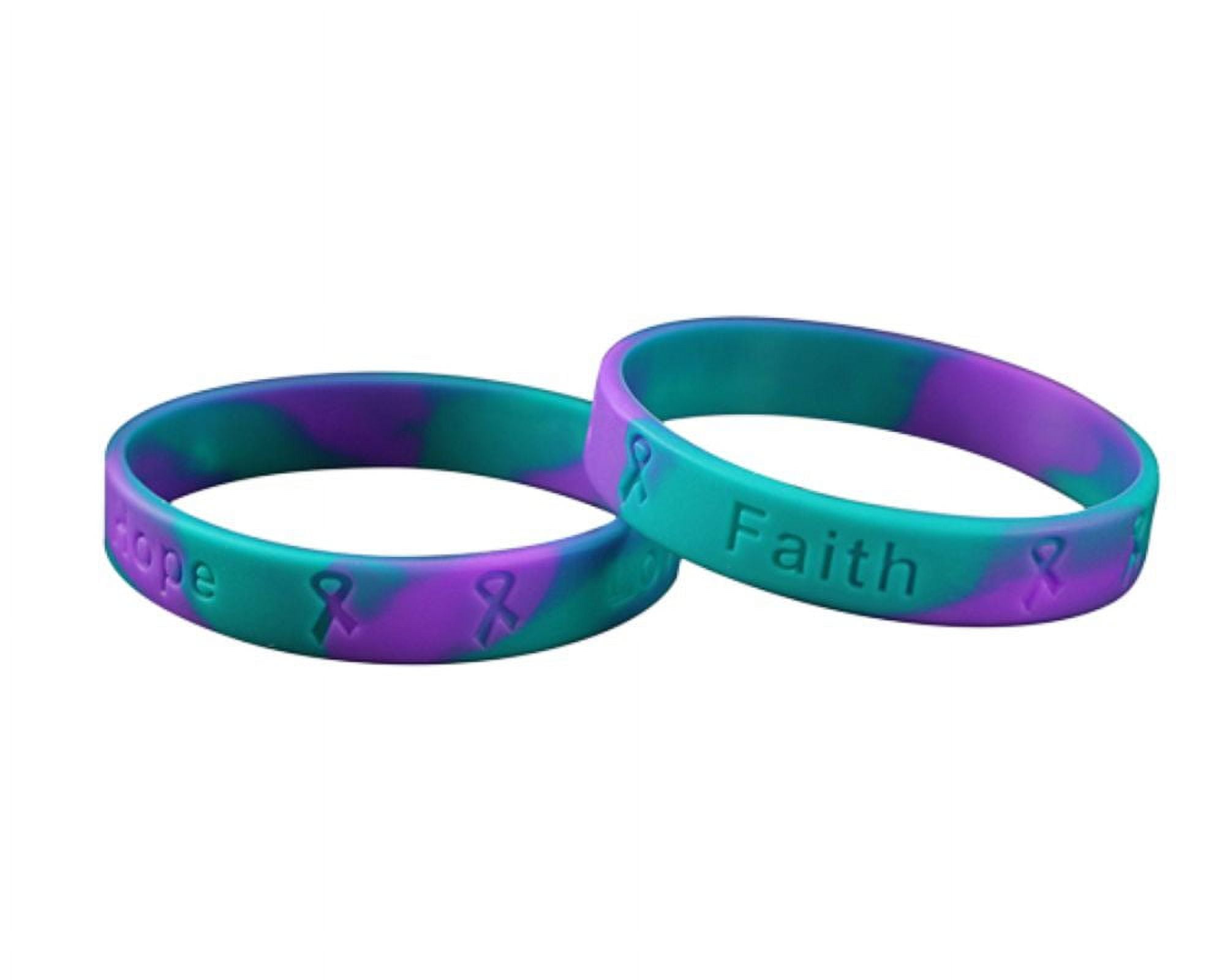 Adult Teal Purple Silicone Bracelet Wristbands 100 Pack