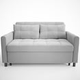 thumbnail image 3 of Multifunctional Linen Futon Sofa, 71.7" Expandable Pull-out Guest Bed with 2 Cushions, 3-in-1 Convertible Loveseat for Home Indoor Use, Grey, 3 of 11