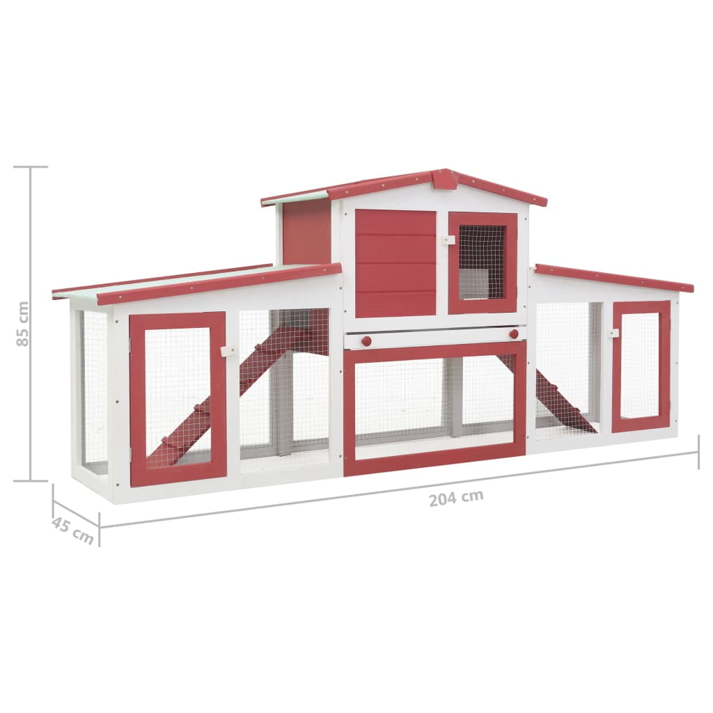 vidaXL Outdoor Large Rabbit Hutch Brown and White 80.3"x17.7"x33.5" Wood