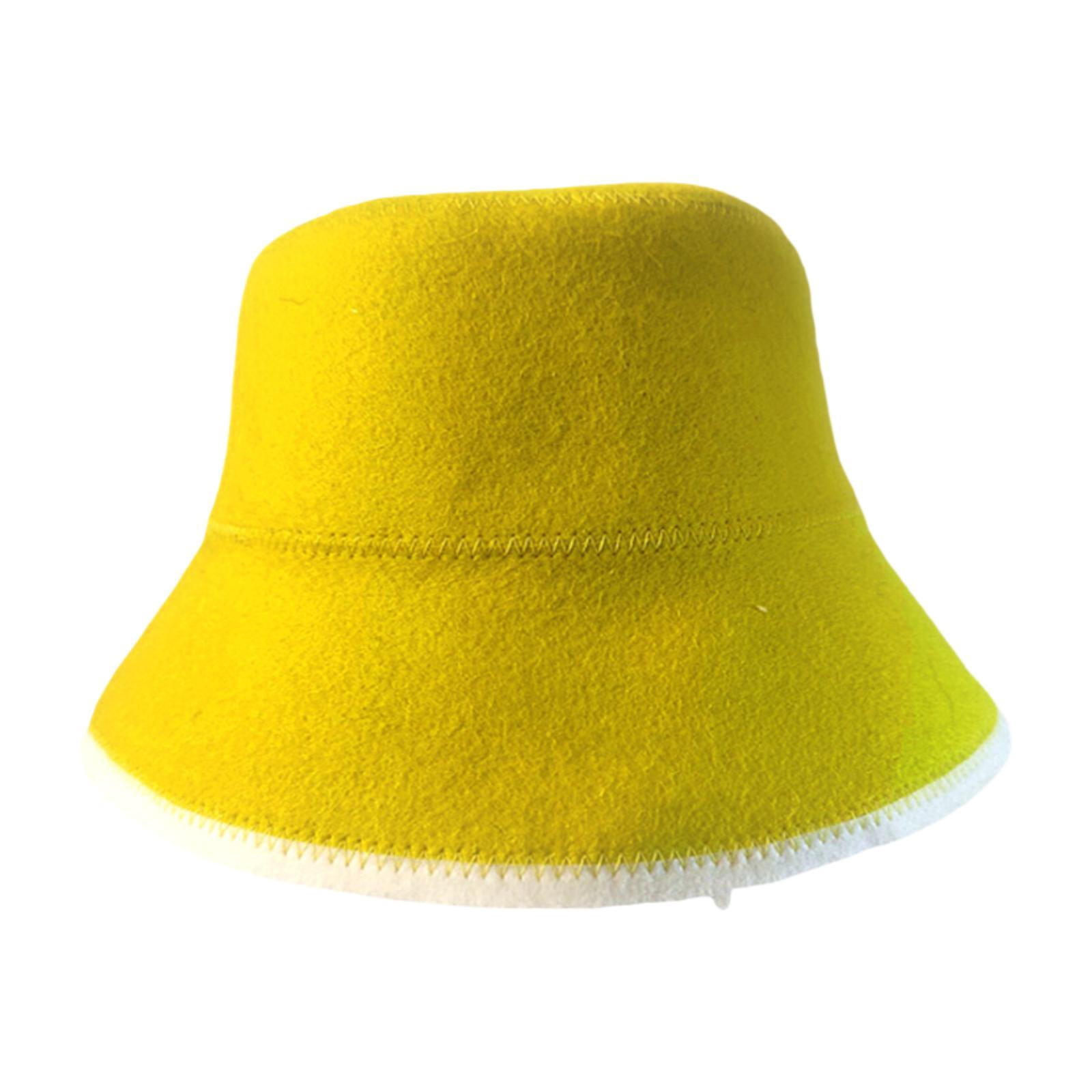 oshhni Felt Cloth Sauna Hat Bath Accessories Sauna Cap for Bath House Men Women SPA Yellow