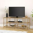 thumbnail image 3 of Evelyn&Zoe Winthrop Rectangular TV Stand with Glass Shelves for TV's up to 60", Brass, 3 of 9