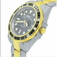 thumbnail image 4 of Mens 18k 2 Tone Gold Solid Stainless Steel 40mm Simulated Diamond Watch W/Date, 4 of 6