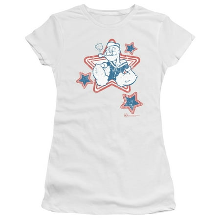 - Popeye The Sailor Man Animated Cartoon Character Stars Juniors Sheer T-Shirt Tee