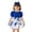 Blue, variant on FAOWME Kids Girls Dress Puff Sleeves Round Neck Floral Print Comfortable Fashion Dresses With Bow For Casual Daily Wear And Party,Brick Red,9-12 Months