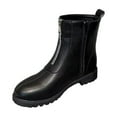 thumbnail image 2 of Bnwani Low Heel Boots for Women Fall Winter Fashion Zipper Thick Ankle Versatile Comfortable Casual Boot Black Size 5.5, 2 of 9
