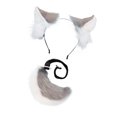 thumbnail image 3 of Juego de Cosplay de Orejas y Cola de Zorro Sunnimix Gris Para Niños Hombres Mujeres, 3 of 8