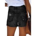 thumbnail image 5 of ONLYSHE Women's High Waist Ripped Denim Shorts Frayed Hem Distressed Stretch Jeans with Pockets, 5 of 6