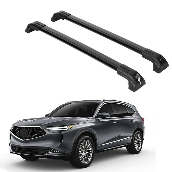 ERKUL Heavy Duty 220lbs Roof Rack Cross Bars for Acura MDX 2022-2025 | Solid Metal Mounts | Aluminum Crossbars with Anti Theft Lock for Rooftop - Compatible with Flush Rails - Black