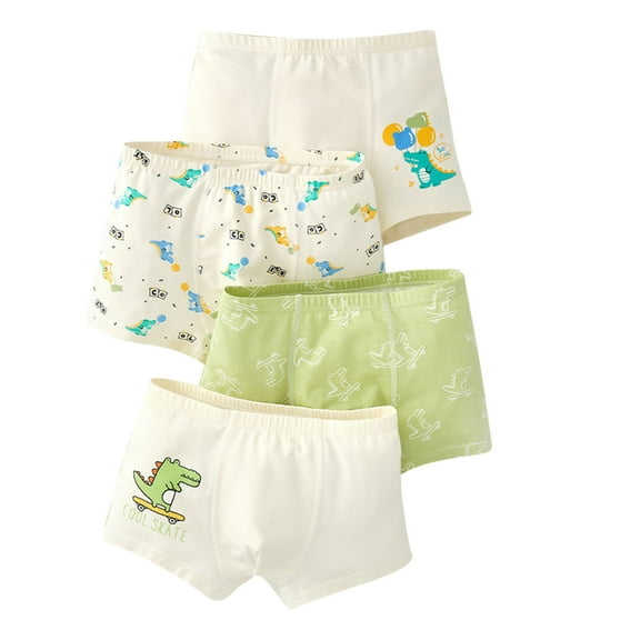 Xfvqtps 4PCS Kids Toddler Little Boys Underwear Boxer Briefs Cotton Soft Dinosaur Pack for Boys 4-15 Years Multicolor-01
