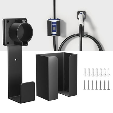 NIFFGAFF EV Charger Holder-Charging Box Holder, Nozzle Holster Dock and Cable Organizer, Wall-Mount Connector with J-Hook Combination for J1772, EV Cable Holder Wall-Mount Electric Vehicle Charger.