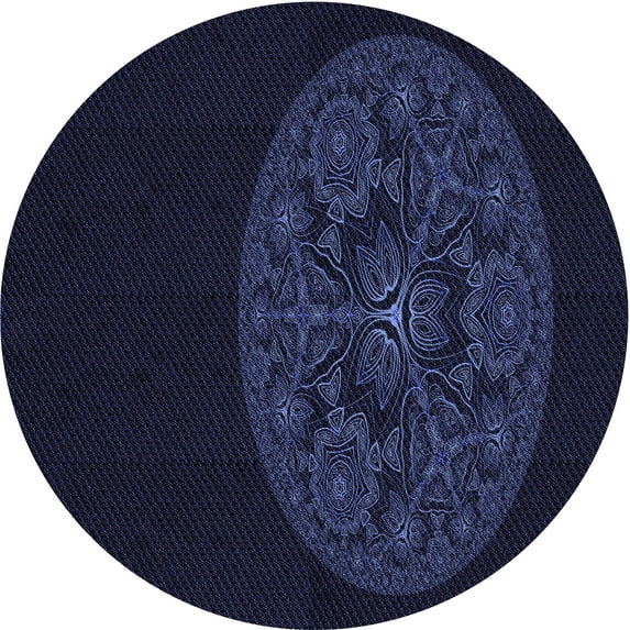 Ahgly Company Indoor Round Patterned Night Black Area Rugs, 6' Round