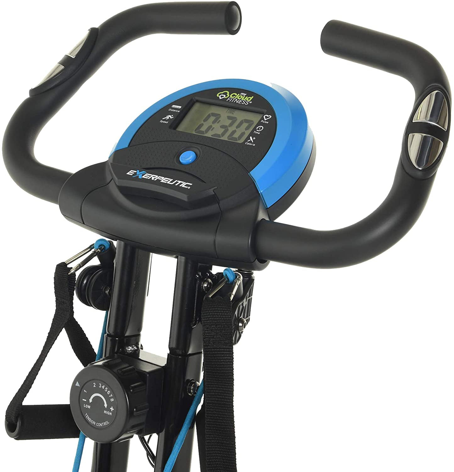 Exerpeutic Bluetooth Smart Foldable Bike with Resistance Bands and Free Black