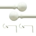 thumbnail image 2 of PowerSellerUSA Decorative Telescopic Metal Curtain Rod, 48" to 86" Contemporary Round PVC Finials, Ultra Durable Brackets 3/4" Diameter Window Drapery Rod, White - Spherical Finial, 2 of 7