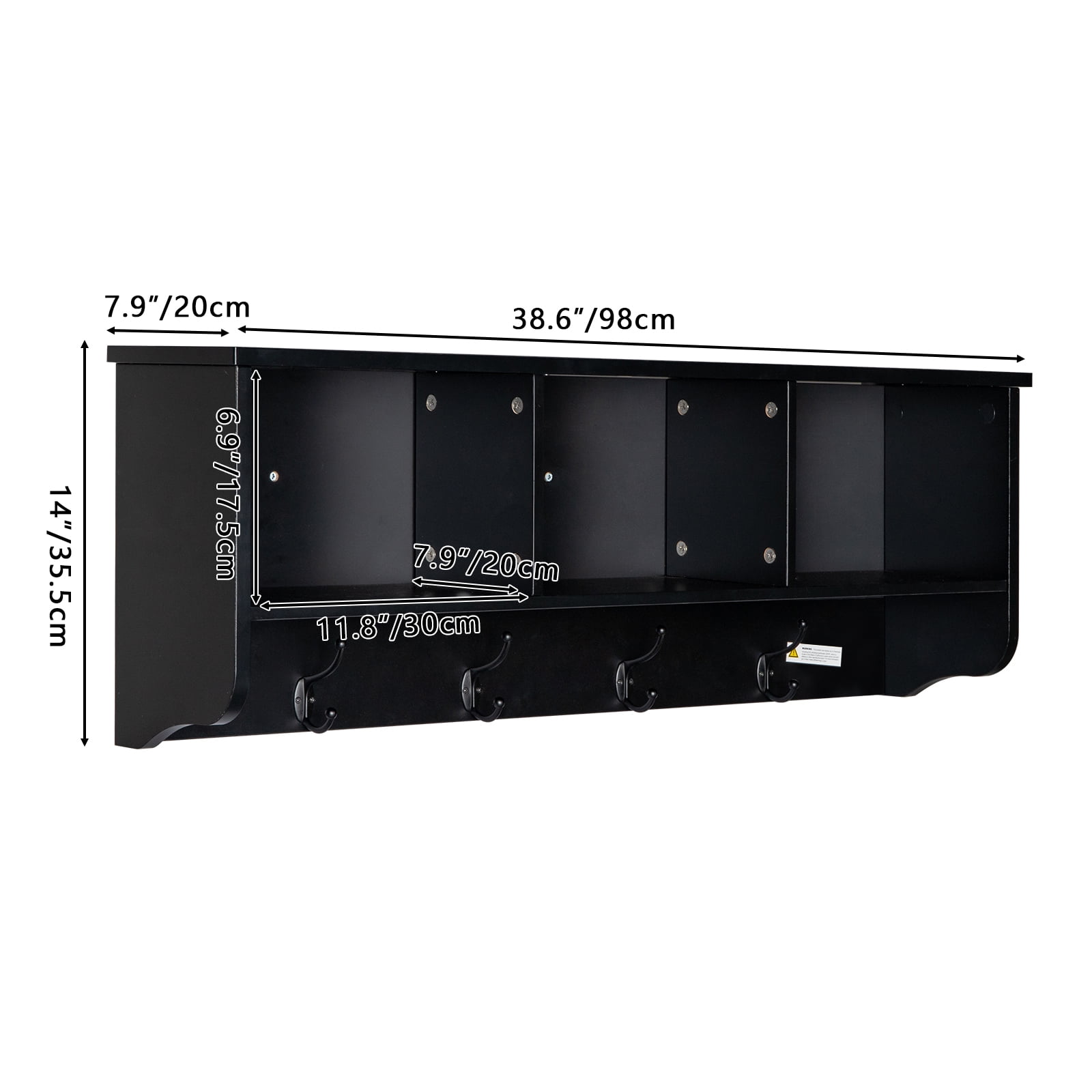 Kepooman Decorative Coat Rack for Wall Mount - Stylish Rustic Shelf with 3 Cubby and 4 Hook - Perfect Key Holder and Towel Rack to Simplify Your Home, Black Kepooman Decorative Coat Rack for Wall Mount - Stylish Rustic Shelf with 3 Cubby and 4 Hook - Perfect Key Holder and Towel Rack to Simplify Your Home, Black