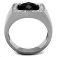 thumbnail image 3 of Anillo Color Plata Para Hombres de Acero Inoxidable Onyx Redondo Corte Diamante, 3 of 4