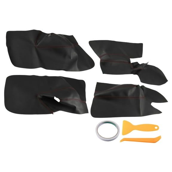 Unique Bargains Set of 4 Car Front Rear Door Panel Armrest Cover Interior Door Trims for VW Golf 2005-2010,Black Red