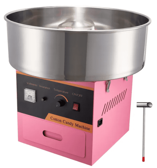 1000W Commercial Electric Cotton Candy Machine Stainless Steel Bowl Sugar Scoop Drawer Pink Candy Floss Maker for Home Kids Birthday Family Party