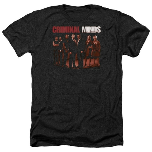 Trevco CBS1034-HA-5 Criminal Minds & the Crew Adult Regular Fit Heather Short Sleeve T-Shirt, Black - 2X