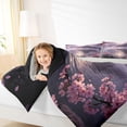 thumbnail image 4 of Homewish Dreamy Cherry Blossom 7 Pieces Full Size Bedding Sets,Japanese Landscape Full Size Bed in a Bag,Purple,Light Gray Reversible, 4 of 8