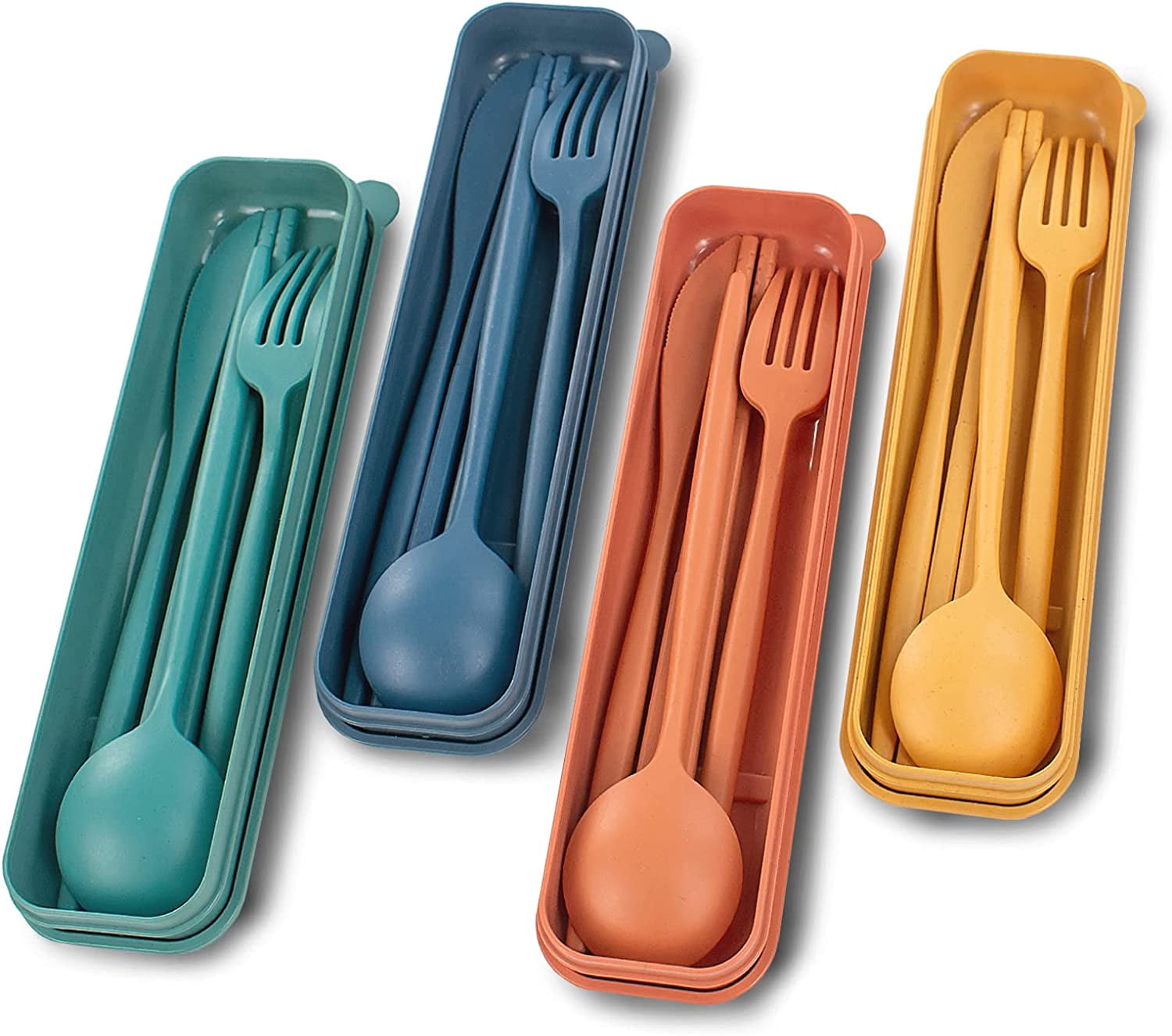 STONCEL Travel Cutlery Set with Case, 16Pcs Reusable Portable Plastic